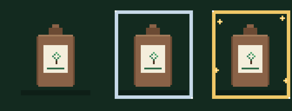Fertilizer rarity tiers: Common, Rare with a silver frame, and Super Rare with a golden glow